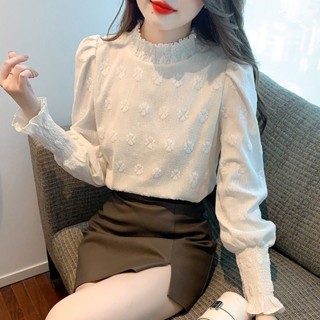  Áo Chiffon Cổ Lọ Tay Phồng Thời Trang Thu Đông 2023 Mới Cho Nữ 