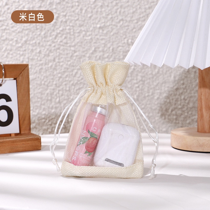 Túi dây rút làm bằng vải cotton có cửa sổ Dễ thương