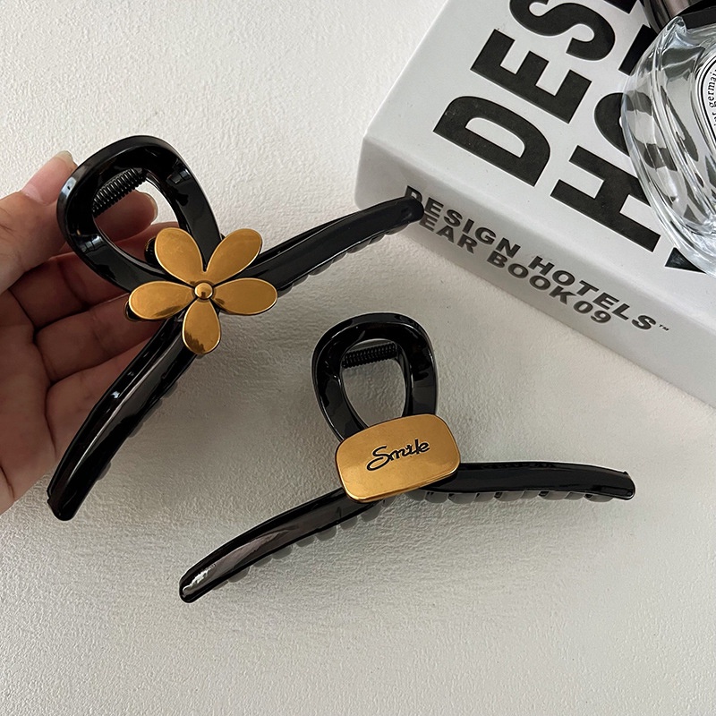 Kẹp Tóc Cỡ Lớn Màu Đen Phong Cách Hàn Quốc Cổ Điển Thời Trang Mùa Hè Cho Nữ