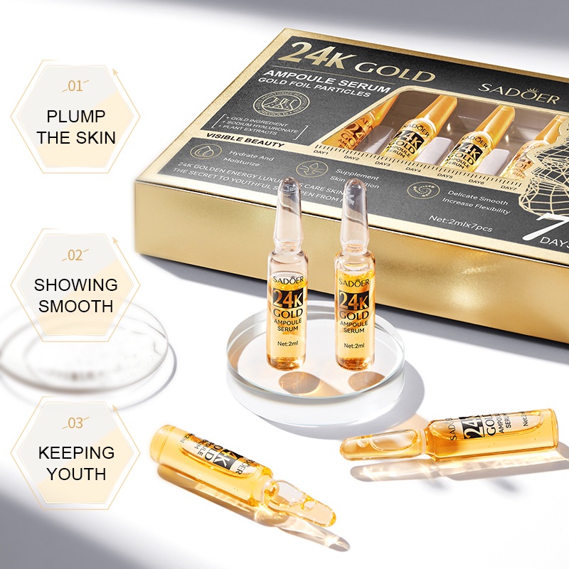 [Sỉ-Rẻ] Bộ 7 Chai Serum 24K Gold Dưỡng Trắng Da SADOER - dưỡng ẩm, trắng da, cân bằng da, phù hợp mọi loại da - HV833