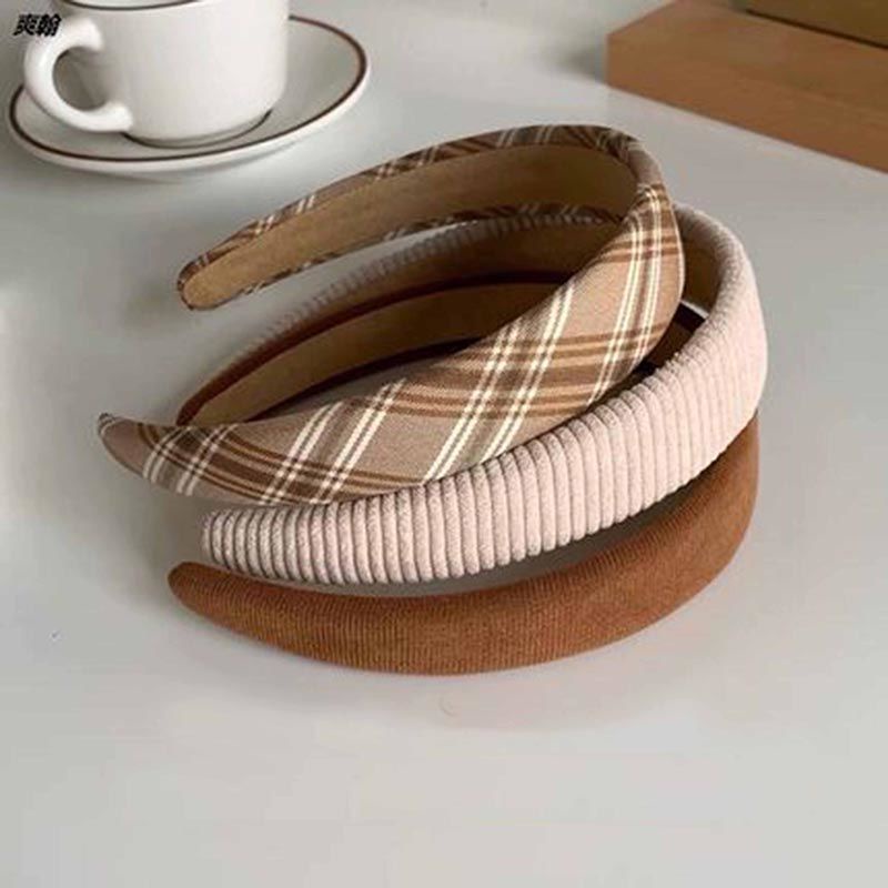 Băng Đô Cài Tóc Bản Rộng Họa Tiết Kẻ Sọc Phong Cách Retro Nhật Bản Đơn Giản Dễ Phối Đồ Rửa Mặt