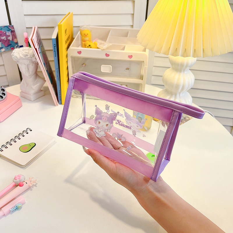 Túi Đựng Bút Bằng PVC Trong Suốt Chống Thấm Nước In Họa Tiết Sanrio Dễ Thương Tiện Dụng Cho Học Sinh