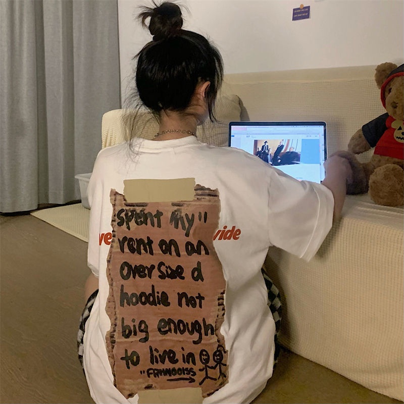 Áo Thun 100% Cotton Tay Ngắn Dáng Rộng Phong Cách Âu Mỹ Thời Trang Mùa Hè Cho Nam Và Nữ