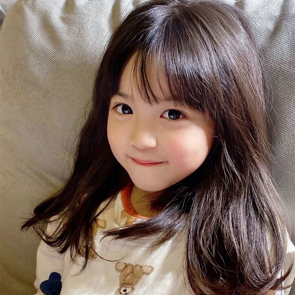 Bộ Tóc Giả Dài Thẳng Tự Nhiên Màu Vàng Kim Phong Cách Keli Cho Bé Gái