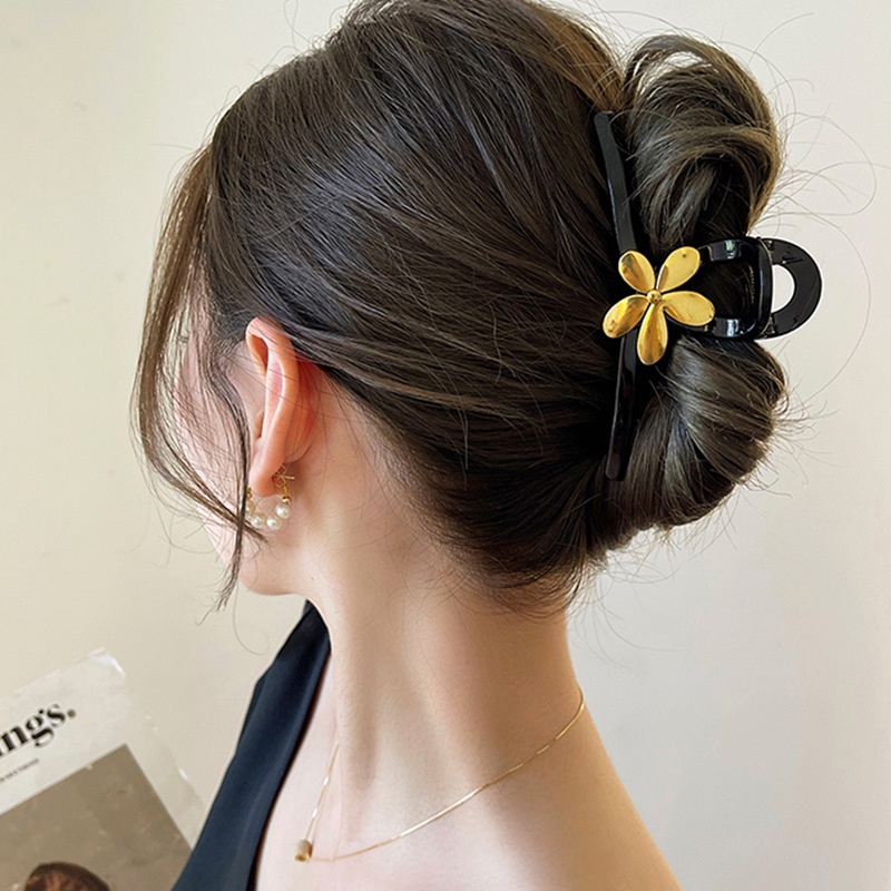 Kẹp Tóc Cỡ Lớn Màu Đen Phong Cách Hàn Quốc Cổ Điển Thời Trang Mùa Hè Cho Nữ