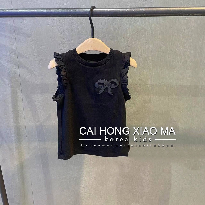 Áo Thun Không Tay Cổ Tròn Phong Cách Phương Tây Thời Trang Mùa Hè Dành Cho Bé Gái