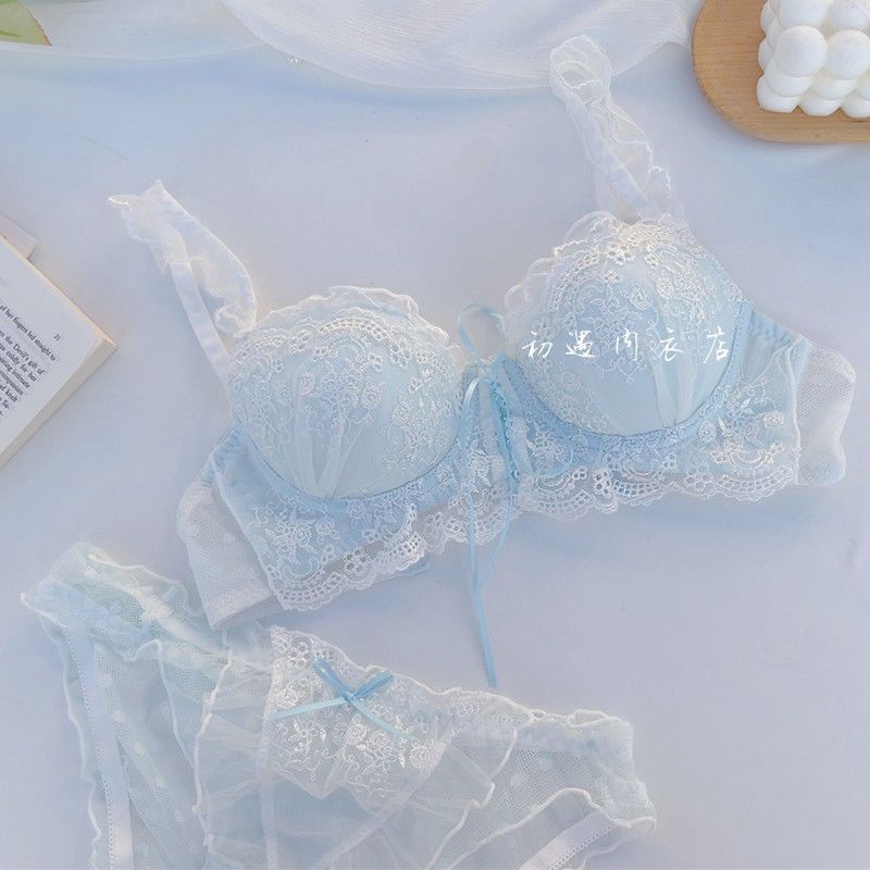 Bộ Đồ Lót Nâng Ngực Phối Ren Phong Cách Nhật Bản Quyến Rũ Cho Nữ