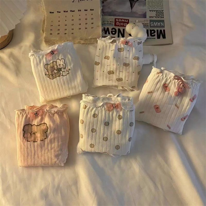 Gấu nhỏ đồ lót bằng cotton nguyên chất nữ eo vừa đủ dễ thương ngọt ngào tươi mát quần đùi nữ hình tam giác đầu