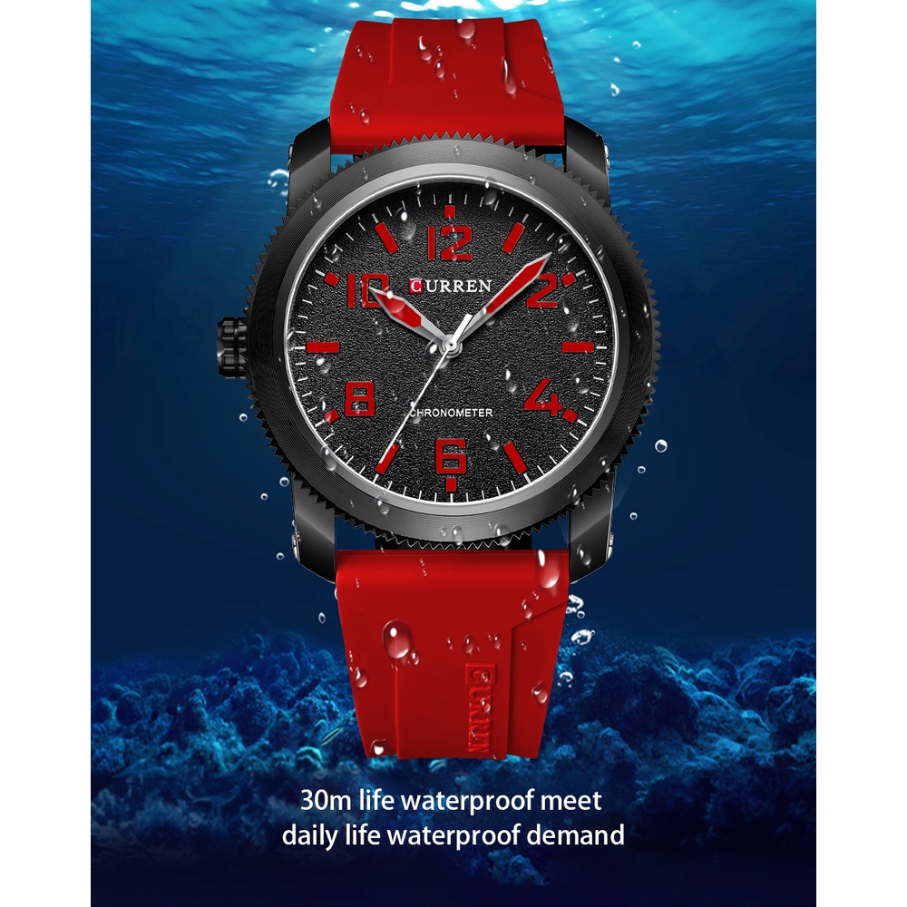Đồng Hồ Quartz CURREN Chống Thấm Nước Với Dây Đeo Da Màu Xanh Dương 8454 XL