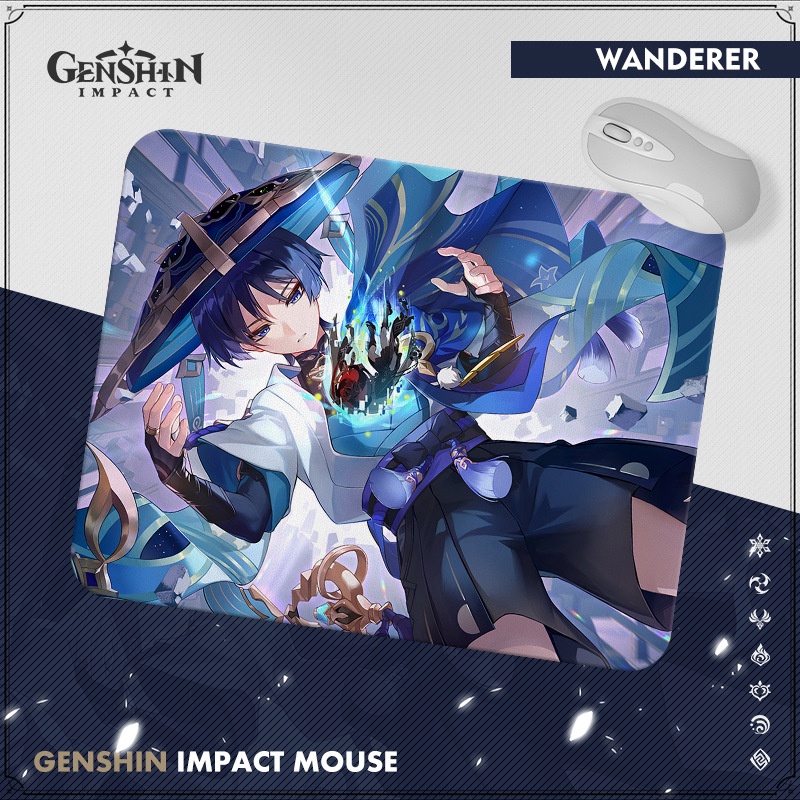 Miếng Lót Chuột Genshin Impact Bàn Di Chuột Máy Tính Anime Kích Thước 21x26 cm Cao Su Tự Nhiên May Viền Chắc Chắn