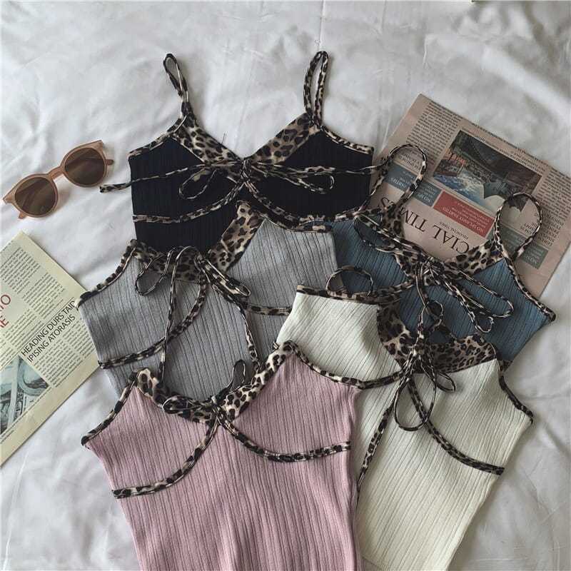 COZOK Áo Không Tay Họa Tiết Da Báo Quyến Rũ Thời Trang