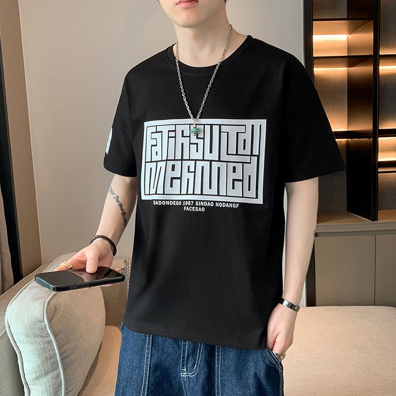 Áo Thun Tay Ngắn Cổ Tròn In Hình Thời Trang Mùa Hè Mới Cho Nam