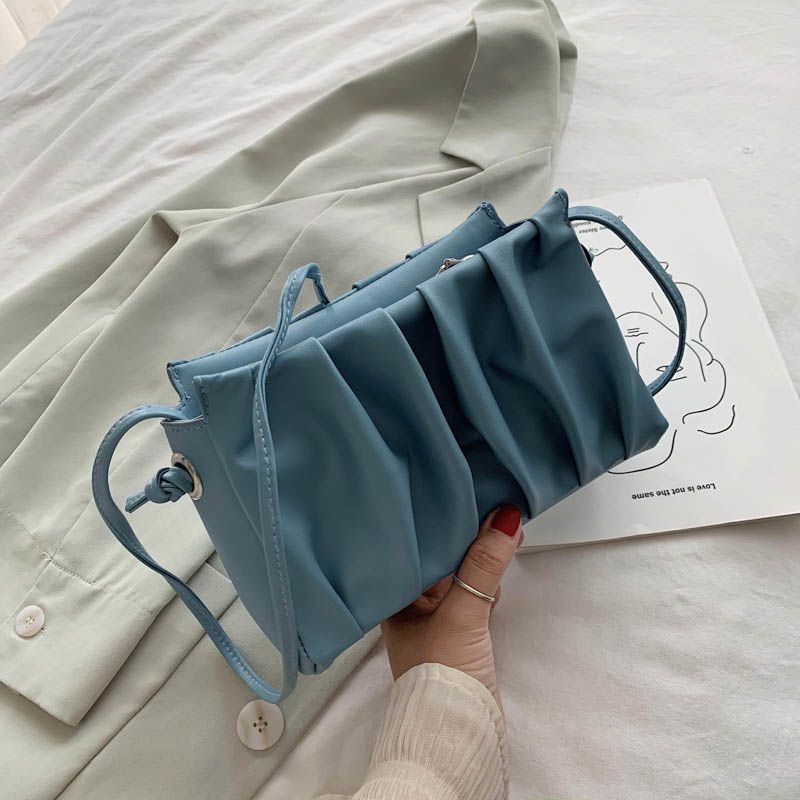 Túi Đeo Vai Nhỏ Xếp Ly Phối Dây Xích Thời Trang Xu Hướng Mới Cho Nữ Dễ Phối Đồ