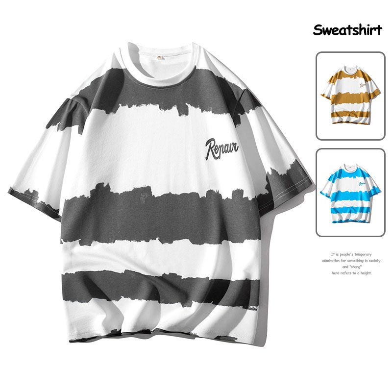 Áo Thun Nam Ngắn Tay Dáng Rộng In Hình Cá Tính Hợp Mùa Hè