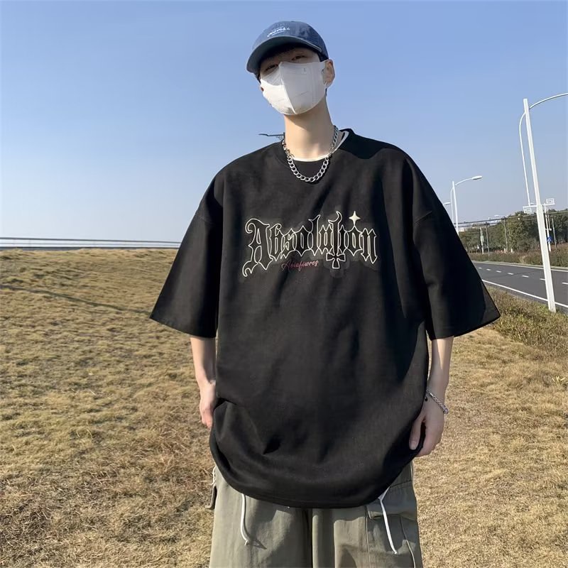 M-8XL áo phông nam big size Áo Thun cotton oversize Tay Ngắn Cổ Tròn In Chữ graffiti Nâng Cao Cho Nam