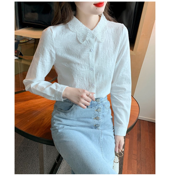 Áo Sơ Mi Cotton Tay Dài Cổ Bẻ Thời Trang Xuân 2023 Cho Nữ