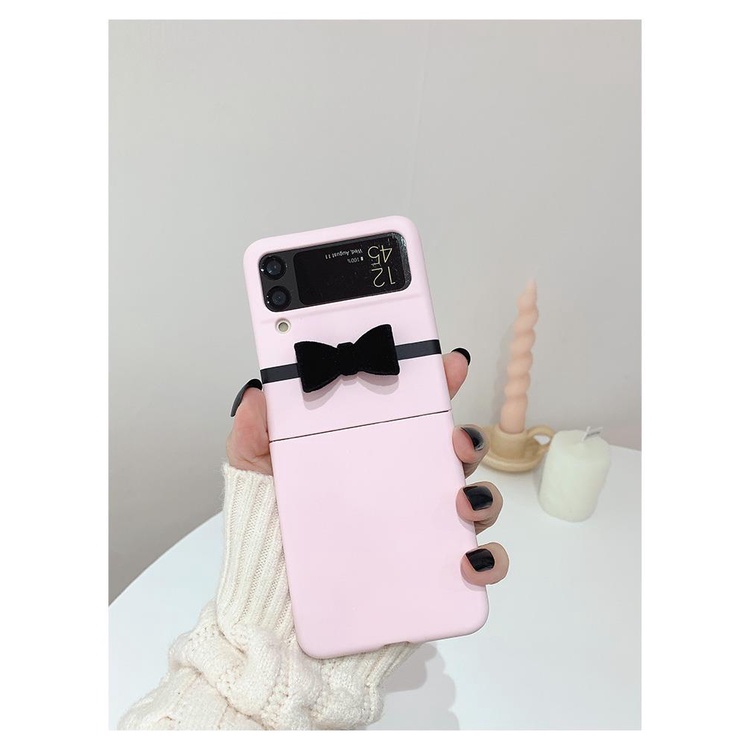 Ốp Điện Thoại Cứng Dạng Gập Cao Cấp Đính Nơ Hồng Phong Cách Chanel Hàn Quốc Cao Cấp Cho Samsung GalaxyZFlip4 zflip3 Generation