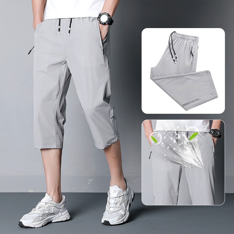 Quần Short Thể Thao Vải Lụa Lạnh Mỏng Dáng Rộng Nhanh Khô Thời Trang Mùa Hè Cho Nam