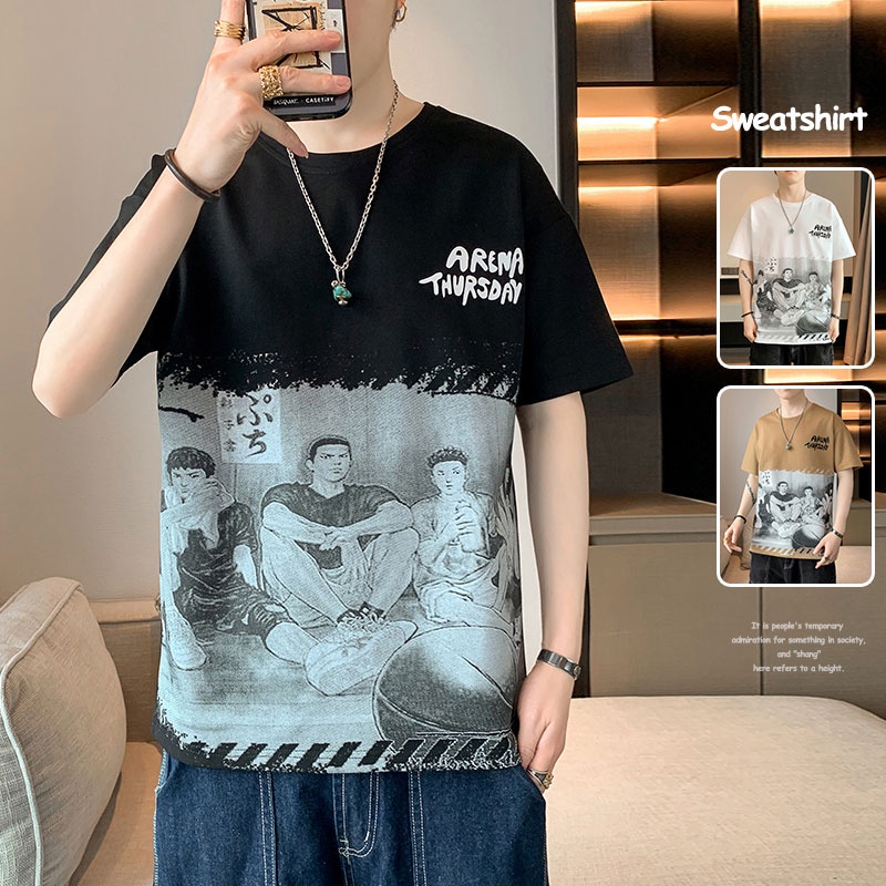 Áo Thun Tay Ngắn Cổ Tròn In Họa Tiết Thời Trang Mùa Hè Cho Nam