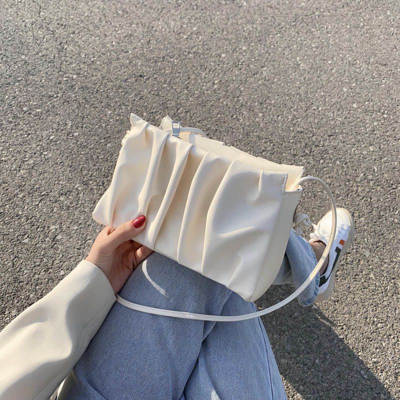 Túi Đeo Vai Nhỏ Xếp Ly Phối Dây Xích Thời Trang Xu Hướng Mới Cho Nữ Dễ Phối Đồ