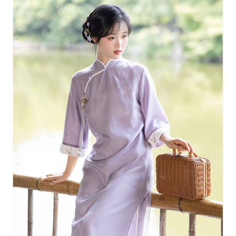 Sườn Xám Cách Tân Tay Lửng Dáng Suông Phong Cách Thời Trang Retro 2023 Bán Chạy 23