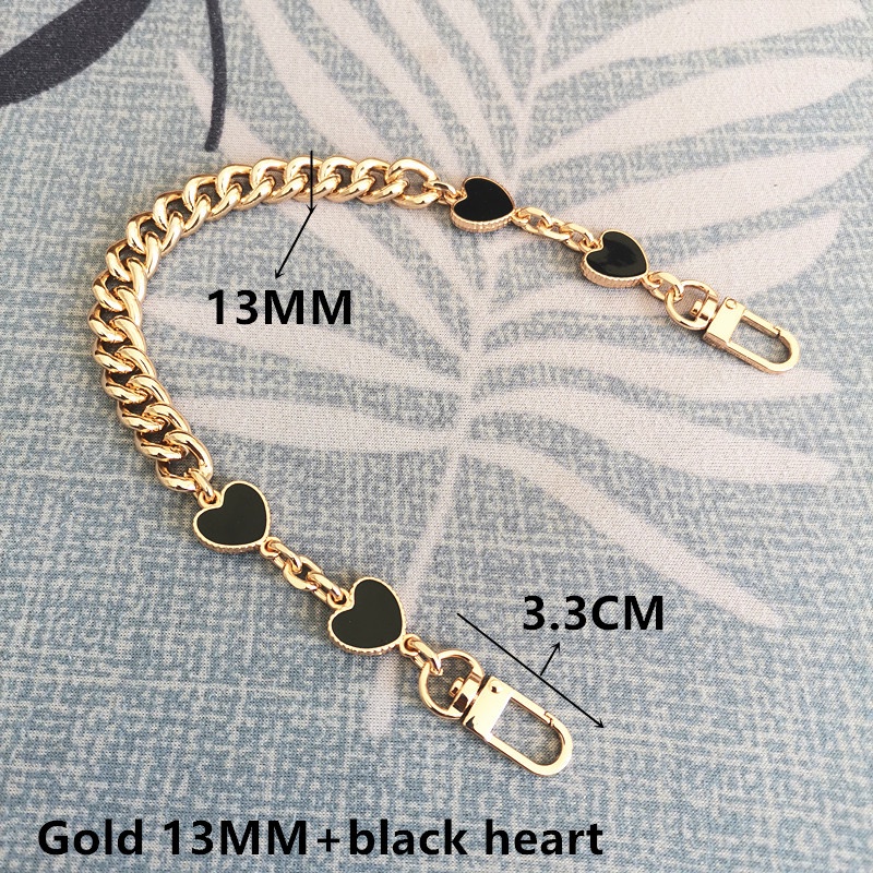 Dây Xích Kim Loại 13MM Hình Trái Tim Màu Vàng Kim Dùng Trang Trí Túi Xách Thời Trang