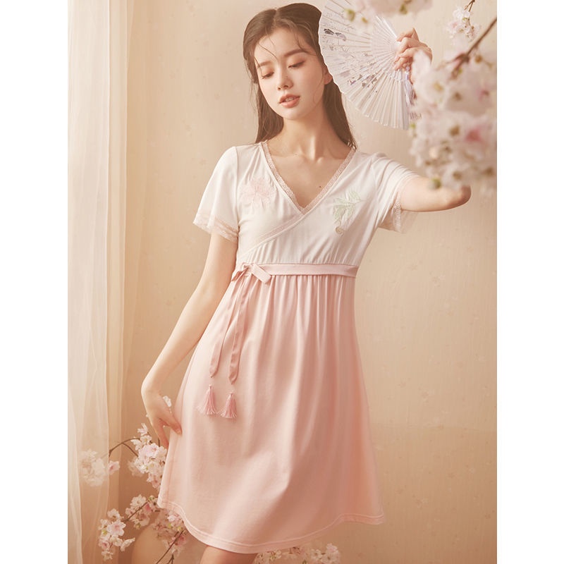Hàng Mới Về Đầm Ngủ Dáng Suông Mỏng Phong Cách Trung Hoa Cổ Điển Thời Trang Xuân Hè Cho Nữ