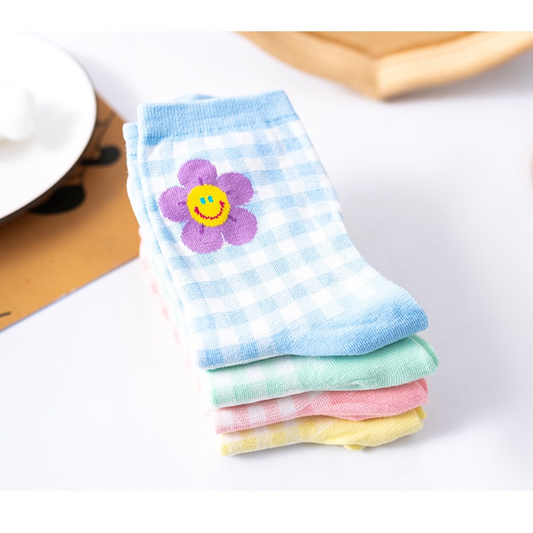 Vớ Cotton Họa Tiết Hoa Nhỏ Xinh Xắn Dễ Thương D427