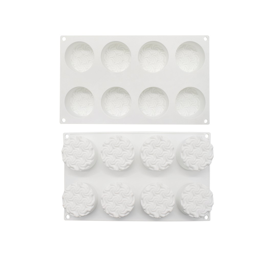 Khuôn Silicone 8 Ngăn Tạo Hình Xoắn Ốc Trang Trí Bánh