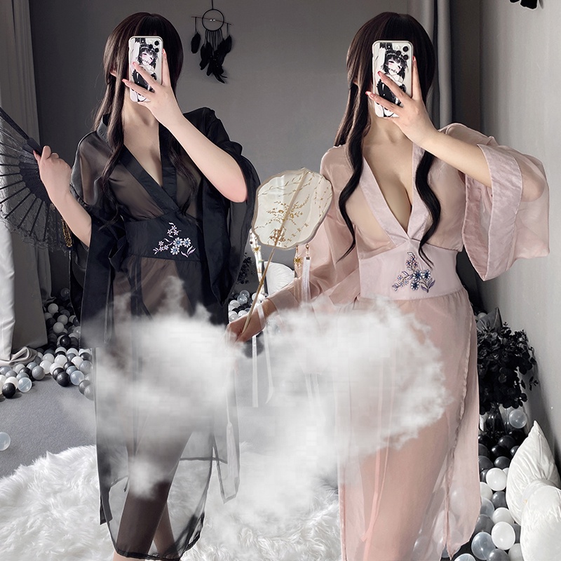 Đầm Ngủ Màu Đen Thêu Cảm Xúc Phong Cách Hanfu Cổ Điển Gợi Cảm
