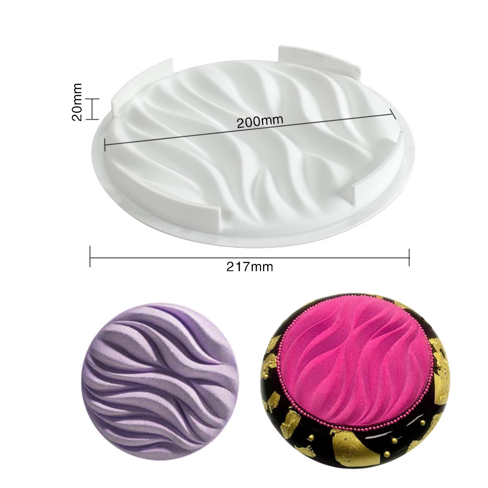 Khuôn Silicone 26.6cm Làm Bánh 2 Ngăn Hình Sóng Tròn Đẹp Mắt
