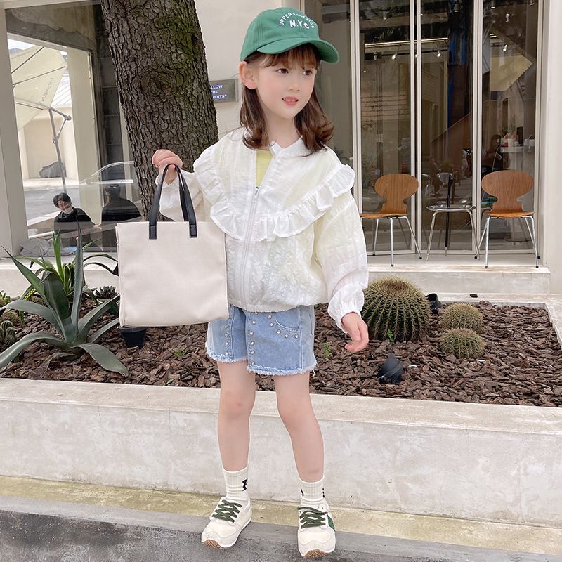 [Hàng Mới Về] Áo Khoác Lụa Lạnh Mỏng Có Mũ Trùm Đầu Thoải Mái Chống Nắng Phong Cách Hàn Quốc Thời Trang Mùa Hè Bảo Vệ Cho Bé Gái