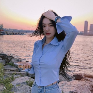 Áo sơ mi lụa satin tay dài màu đen phong cách vintage dành cho nữ