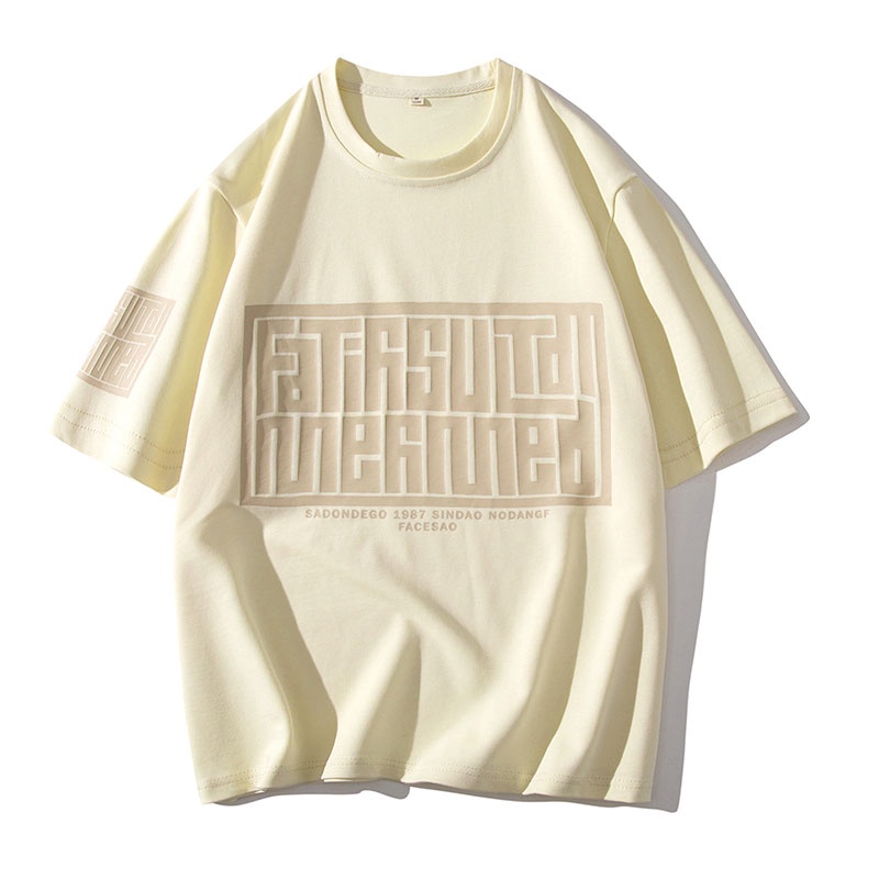 Áo Thun Nam Tay Ngắn Dáng Rộng Có In Chữ Thời Trang Phong Cách