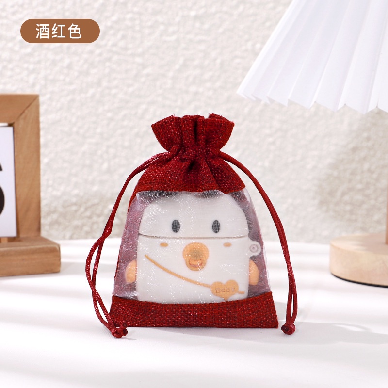 Túi dây rút làm bằng vải cotton có cửa sổ Dễ thương