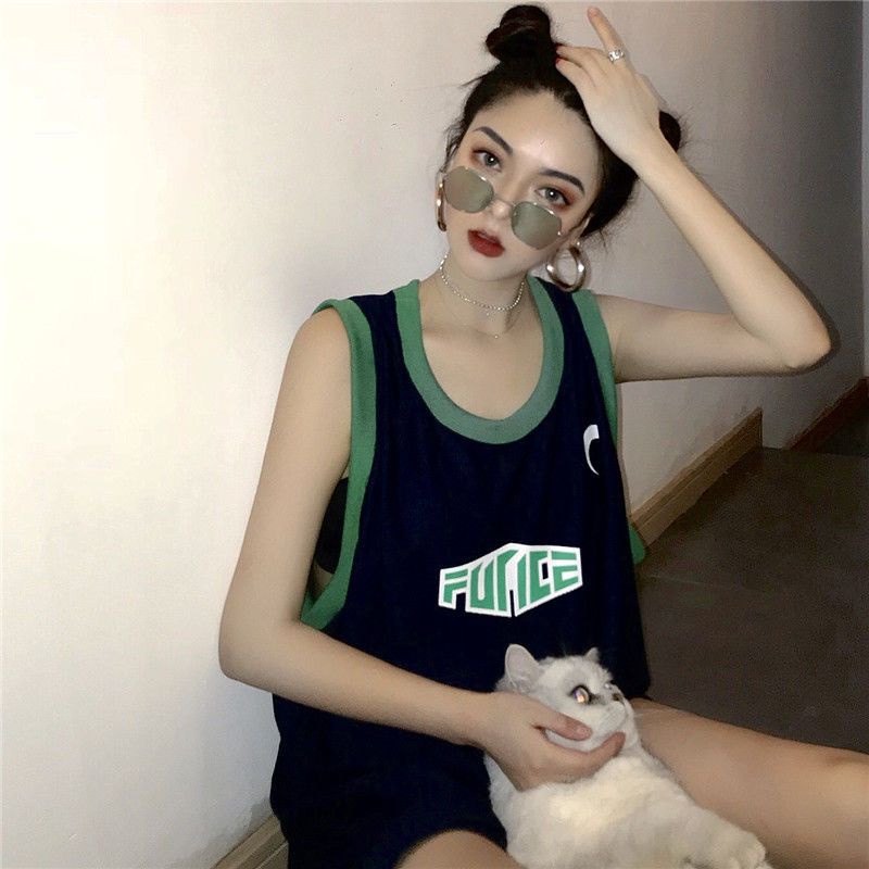 Áo Thun Bóng Rổ Không Tay Phong Cách Hip Hop Harajuku Hàn Quốc 2022 Cho Nữ