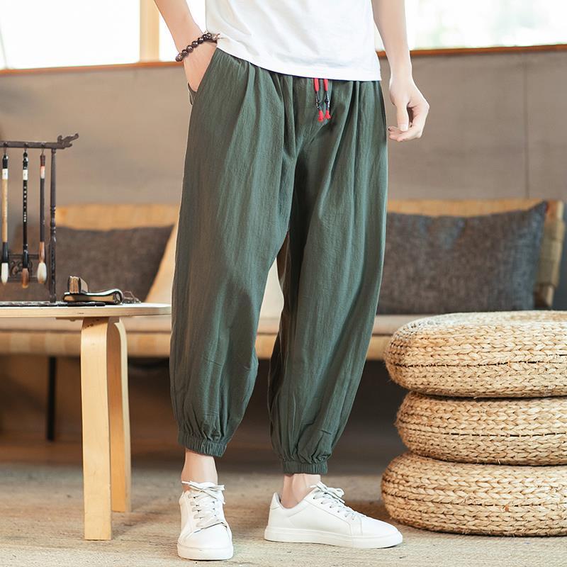 Quần Dài Vải Lanh Mỏng Dáng Rộng Co Giãn Tốt Kiểu Trung Hoa Thời Trang Mùa Hè Cho Nam 24H