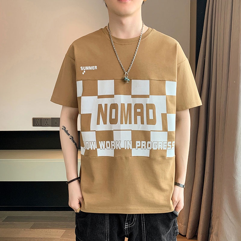 Áo Thun Lụa Lạnh Mỏng Tay Lửng Cổ Tròn Nhanh Khô Thời Trang Mùa Hè Cho Nam