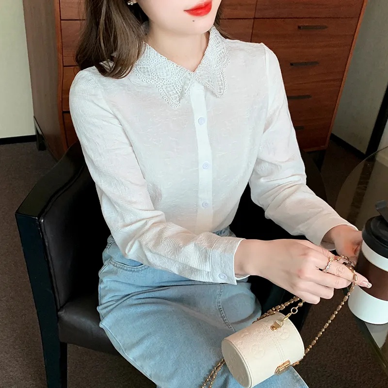 Áo Sơ Mi Cotton Tay Dài Cổ Bẻ Thời Trang Xuân 2023 Cho Nữ