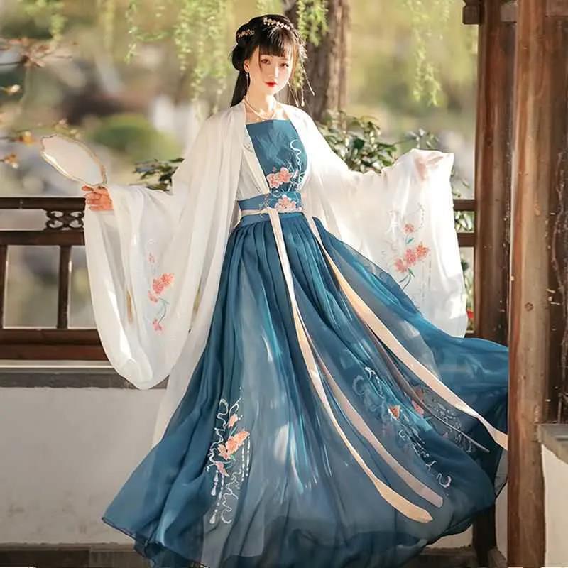 Hanbok hoa đầm dài kiểu Trung Quốc thêu đầm dài