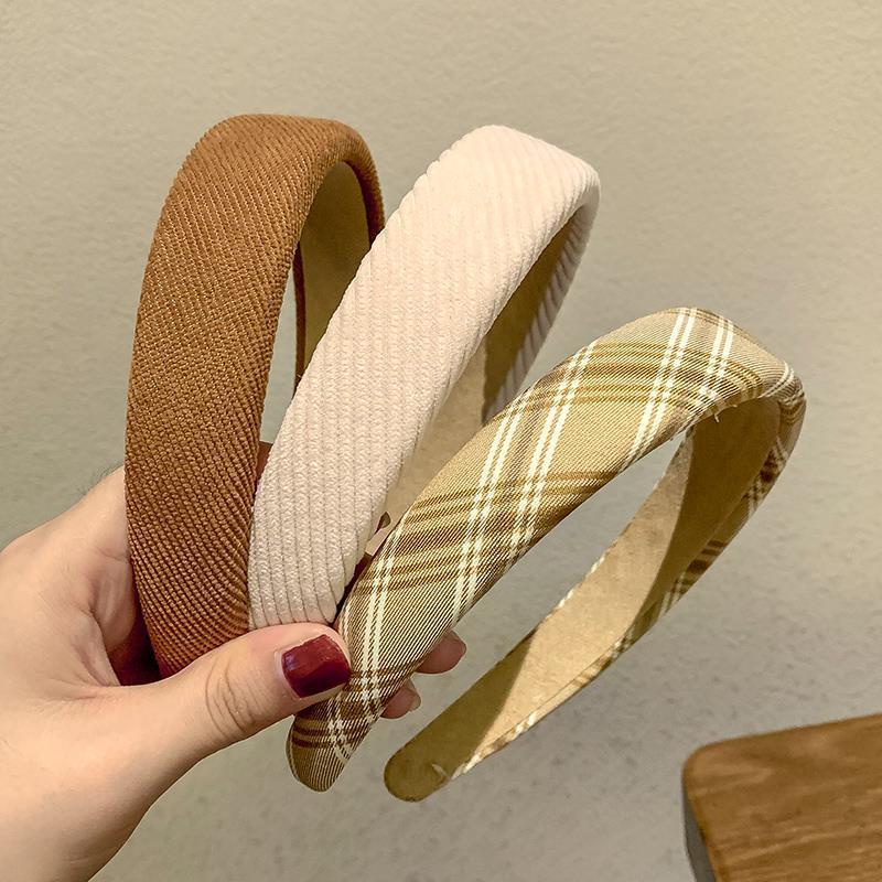 Băng Đô Cài Tóc Bản Rộng Họa Tiết Kẻ Sọc Phong Cách Retro Nhật Bản Đơn Giản Dễ Phối Đồ Rửa Mặt