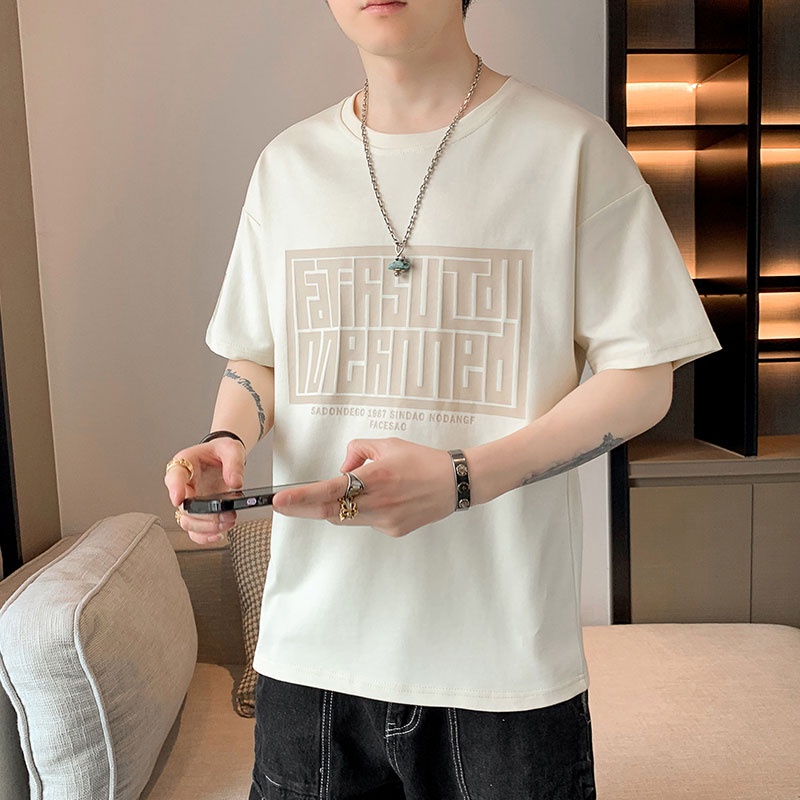 Áo Thun Tay Ngắn Cổ Tròn In Hình Thời Trang Mùa Hè Mới Cho Nam