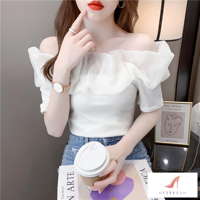 [Bán Chạy] Áo Thun Cao Cấp Tay Ngắn Hở Một Bên Vai Phong Cách Mới Mùa Hè 2023 Niche