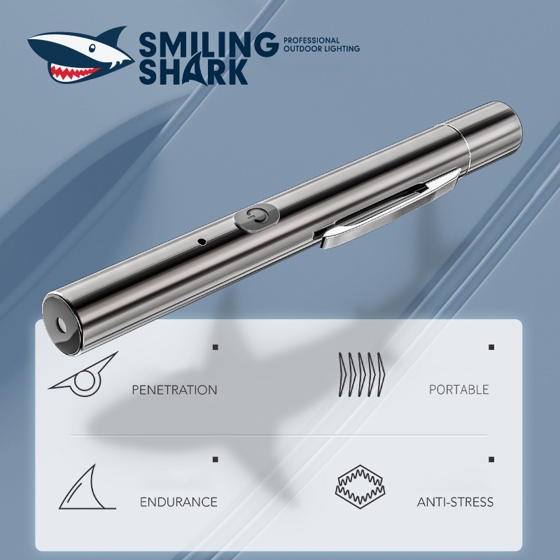 Smiling Shark Bút chiếu laser LS-307B sạc lại được USB ánh sáng xanh lá dành cho dạy học mèo cưng