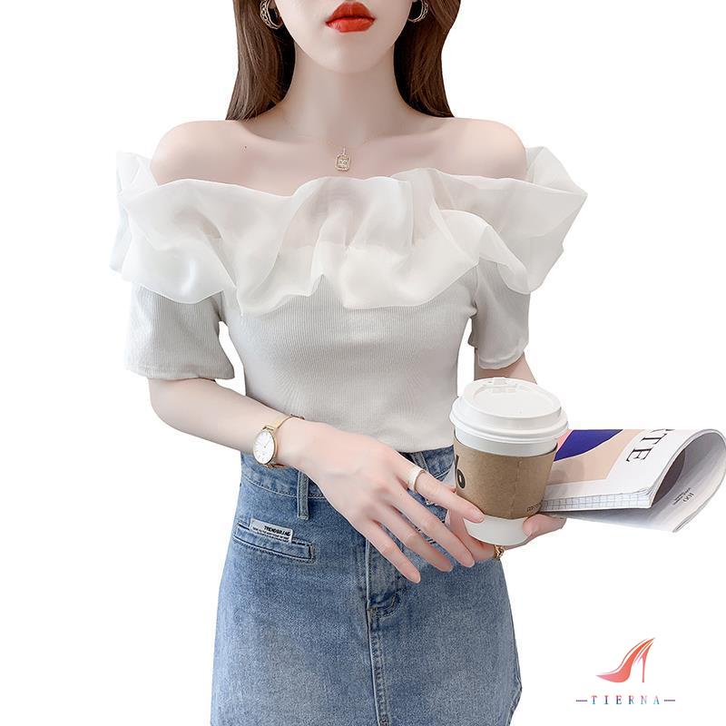 [Bán Chạy] Áo Thun Cao Cấp Tay Ngắn Hở Một Bên Vai Phong Cách Mới Mùa Hè 2023 Niche