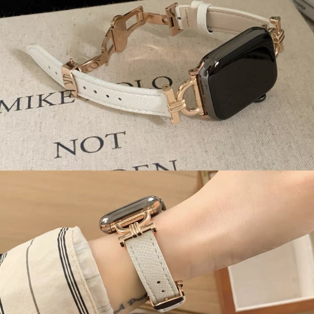 Dây Đeo Bằng Da + Cói + Vải Canvas + Rơm Mỏng Cho iWatch 45mm 41mm 44mm 42mm 49mm iWatch 8 7 6 SE 5