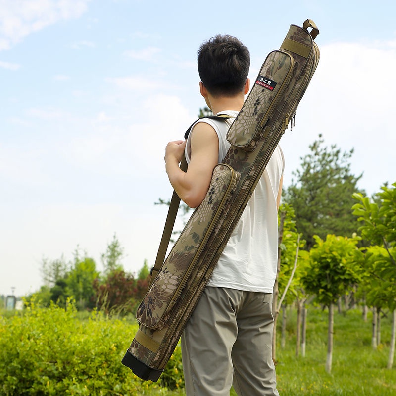 Túi Đựng Cần Câu Cá Vỏ Cứng Họa Tiết Rằn Ri Chống Thấm Nước Kèm Giá Đỡ Tiện Dụng