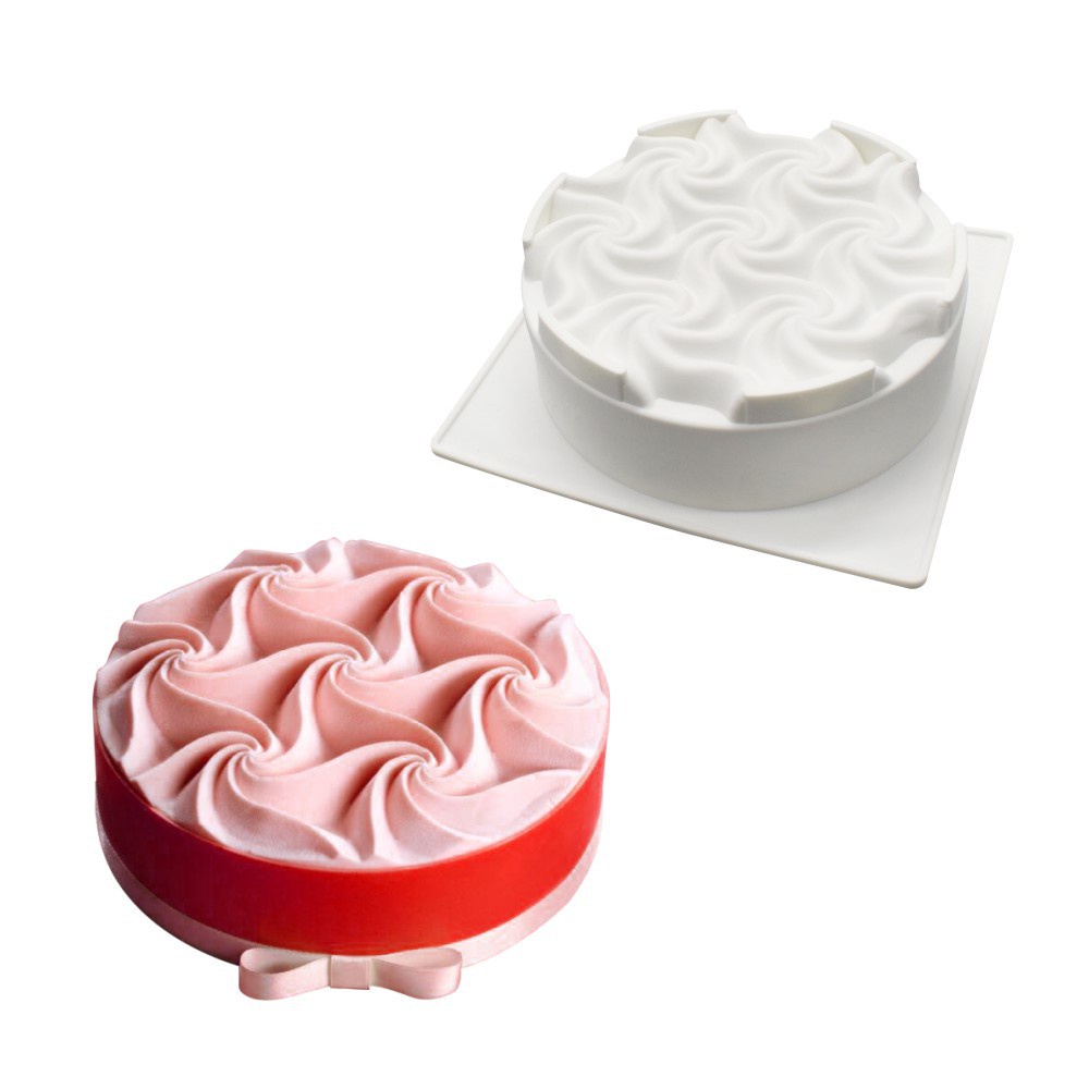 Khuôn Silicone 8 Ngăn Tạo Hình Xoắn Ốc Trang Trí Bánh