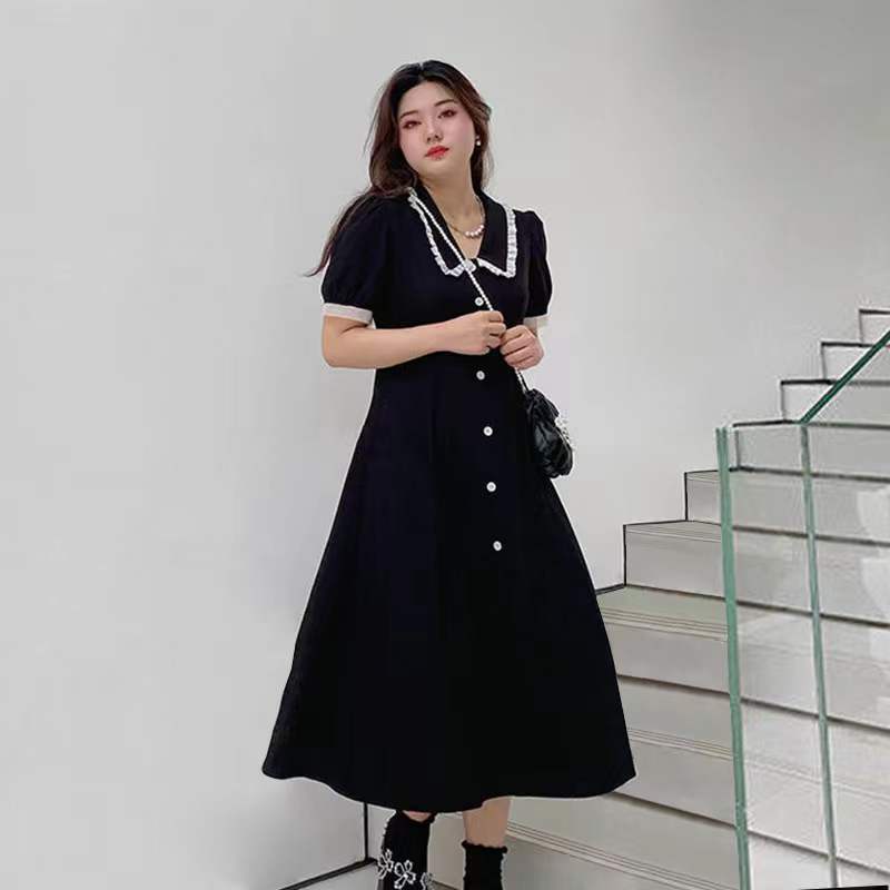 Đầm Công Chúa Cổ Búp Bê Màu Đen Phong Cách Pháp Cho Nữ