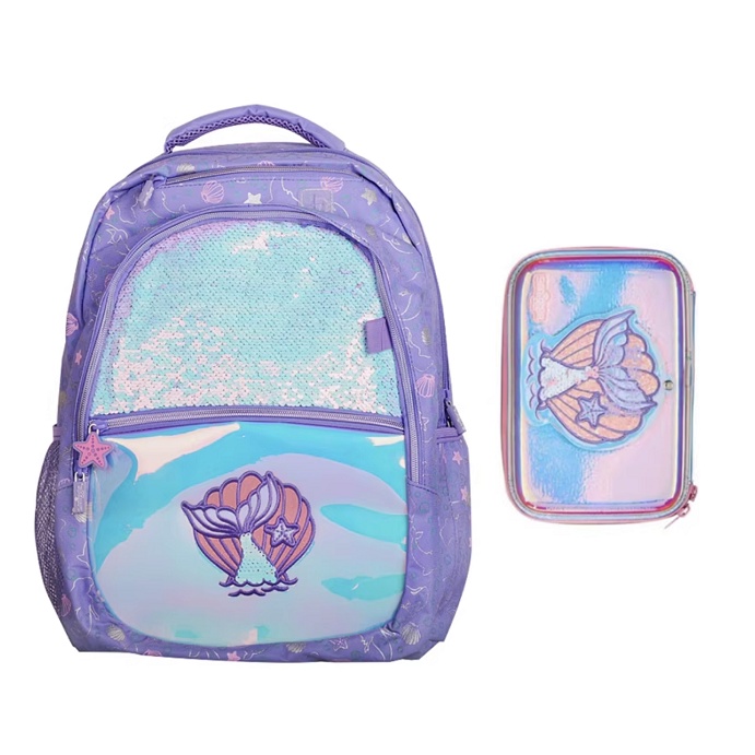 Smiggle Ba Lô Đi Học Sức Chứa Lớn Màu Laser Lấp Lánh